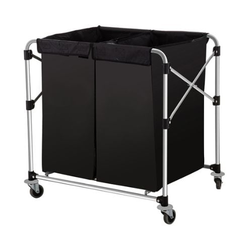 Vicando Collapsible Laundry Cart With Folding Fabric L89.5xW66xH86cm, 300L, Load Weight: 100kgs, Black