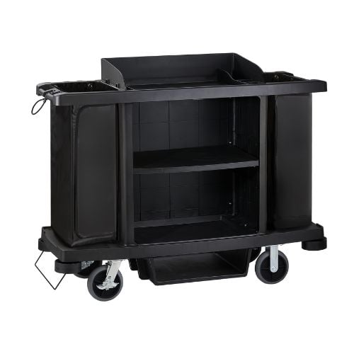 Vicando Housekeeping Cart L153.6xW61xH125.2cm, Capacity: 150kgs, Black