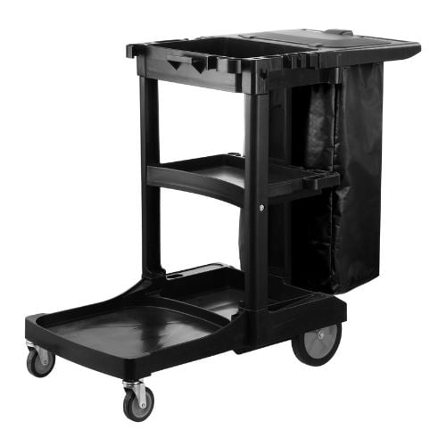 Vicando Janitorial Cleaning Cart L114xW51xW98cm, Loading Capacity: 100kgs, Black