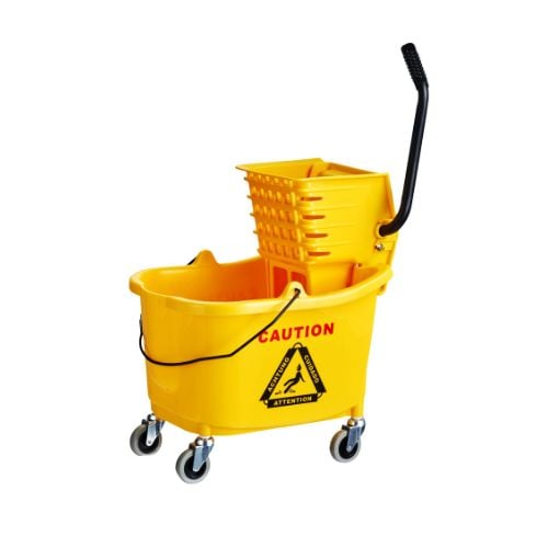 Vicando Plastic Mop Bucket L62xW36xH87.5cm, Yellow