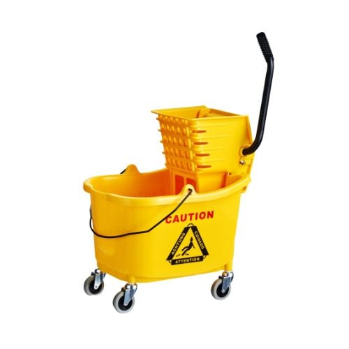 Vicando Mop Bucket W/Side Press Wringer Combo L54xW38xH90cm, 32L, Yellow