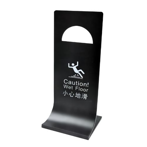 Vicando Stainless Steel Metal Signboard With "Caution Wet Floor" Imprint L26xW32xH58cm, Black