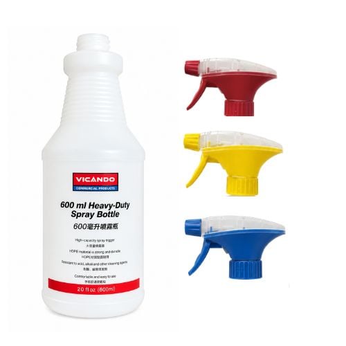 Vicando Spray Bottle 600ml & Nozzle Set, Red/Yellow/Blue