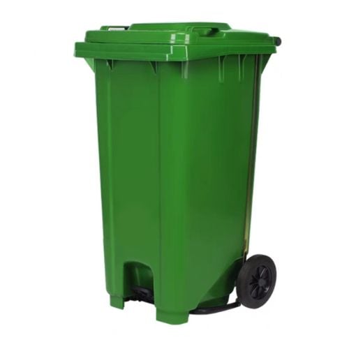 Vicando HDPE Mobile Refuse Bin With Pedal & 2 Wheels L55xW47xH95cm, 120L, Green