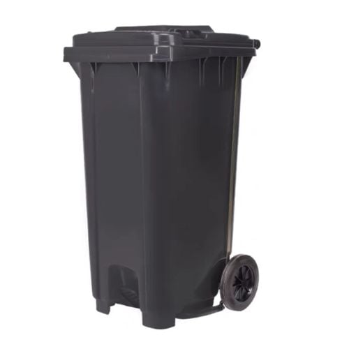 Vicando HDPE Mobile Refuse Bin With Pedal & 2 Wheels L55xW47xH95cm, 120L, Grey