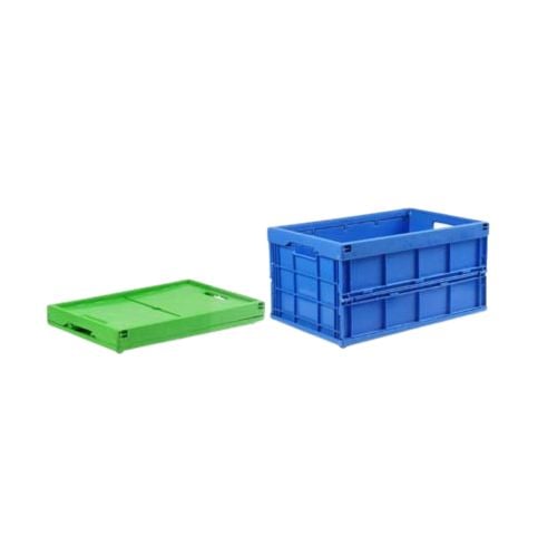 Standard Plastic Foldable Heavy-Duty Rectangle Container L52.5xW34.5xH27.5cm, 41L, Blue