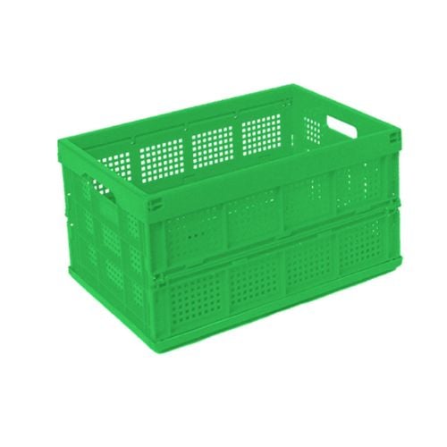 Standard Plastic Foldable Heavy-Duty Rectangle Container L52.5xW34.5xH27.5cm, 41L, Green