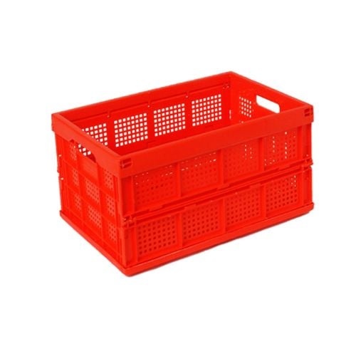 Standard Plastic Foldable Heavy-Duty Rectangle Container L52.5xW34.5xH27.5cm, 41L, Red