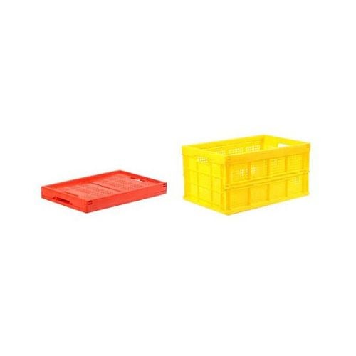Standard Plastic Foldable Heavy-Duty Rectangle Container L52.5xW34.5xH27.5cm, 41L, Yellow