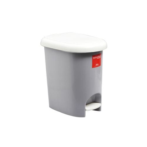 Standard Plastic Pedal Bin Grey Base With White Lid W24xD35.5xH35.3cm, 14L