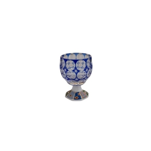 Goblet Glass With Ceramic Stem Ø4.4xH6.7cm, Dark Blue