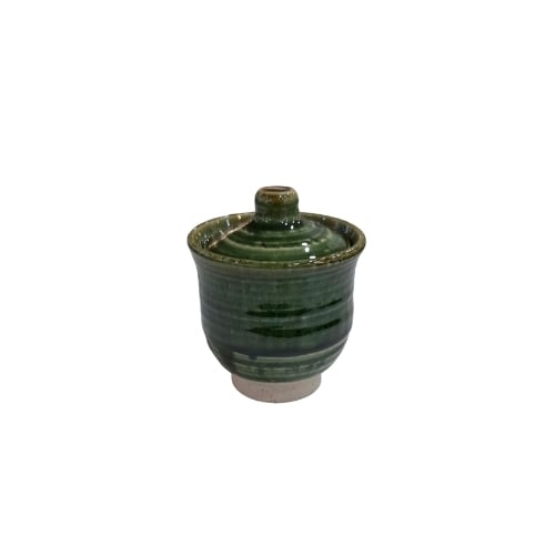 Ceramic Round Cup With Lid Ø10.5xH8.5cm, Green