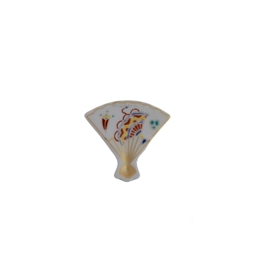 Ceramic Fan Shaped Chopstick Rest L4xW4.5xH0.6cm, Floral Art