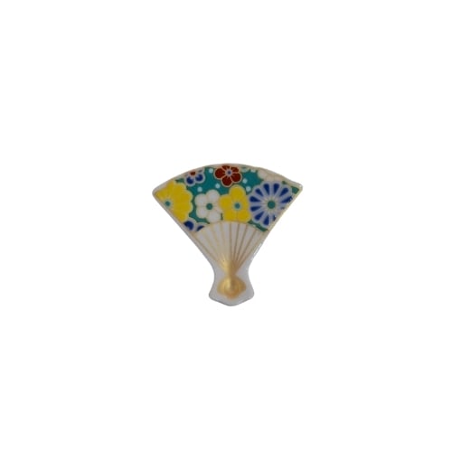 Ceramic Fan Shaped Chopstick Rest L4xW4.5xH0.6cm, Japanese Flower