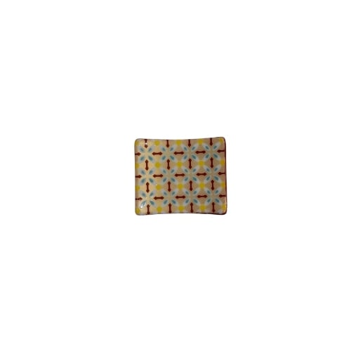 Ceramic Rectangle Chopstick Rest L4xW3.4xH1cm, Chequered Floral