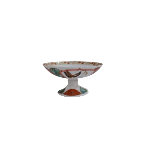 Ceramic Round Footed Cup/ Dessert Bowl Ø8.5xH4.5cm, Flying Geese Red
