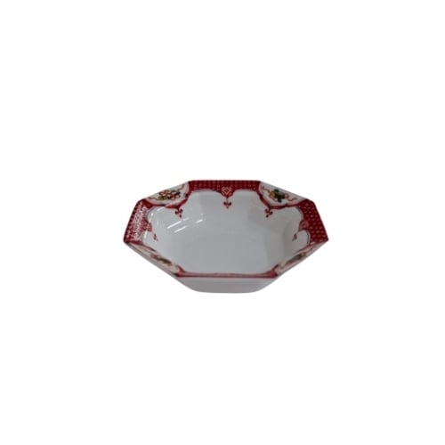 Ceramic Octagon Plate With Red Rim L9.5xW9.5xH2.5cm