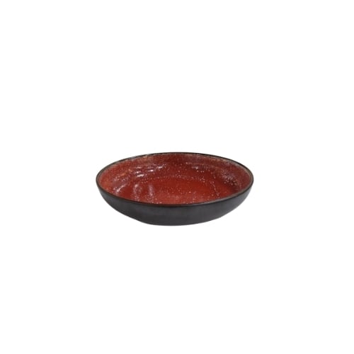 Ceramic Round Bowl Ø22xH5cm, Red & Black