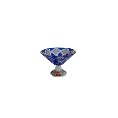 Glass Bowl With Ceramic Stem Ø7.5xH5.5cm, Dark Blue