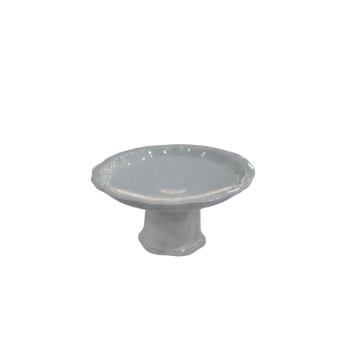 Ceramic Round Footed Plate Ø12.5xH6.5cm, Green