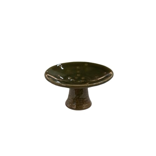 Ceramic Round Footed Plate Ø10xH5.5cm, Green