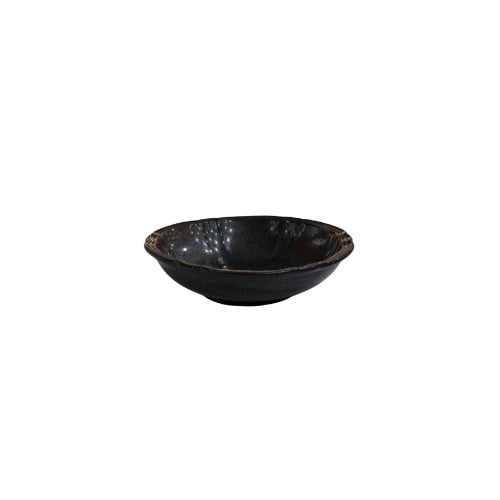 Ceramic Round Plate With Flower Shape Rim Ø10xH2.5cm, Black