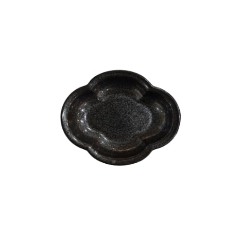 Ceramic Flower Shape Plate L9.5xW7.5xH2cm, Small, Black