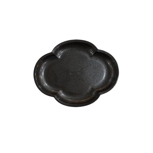 Ceramic Flower Shape Plate L17.5xW14xH2cm, Black