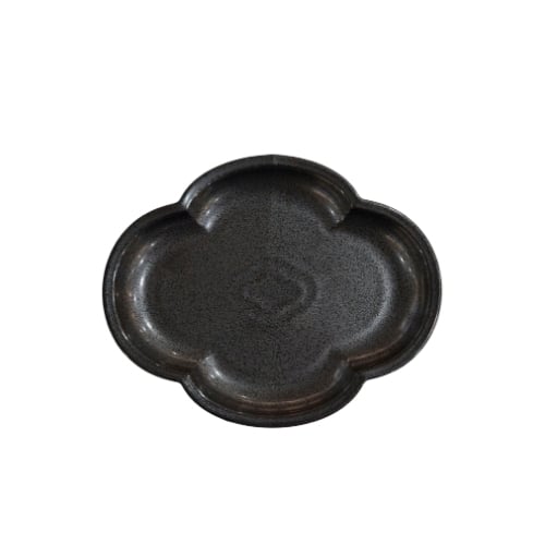 Ceramic Flower Shape Plate L23xW19xH2.5cm, Black