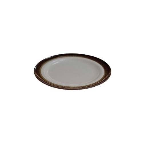 Ceramic Round Plate With Dark Brown Rim Ø15.5xH2cm