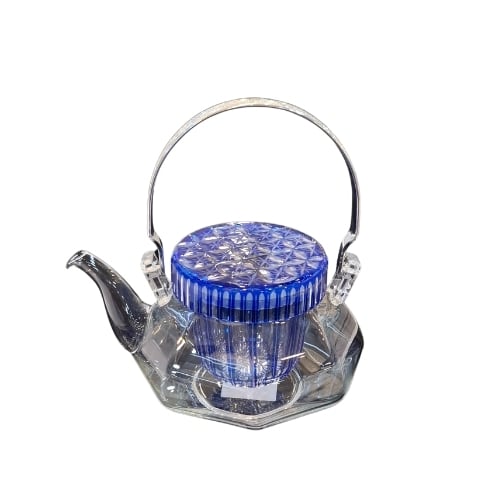 Glass Sake Pot With Ice Holder L14xW9xH11.5cm, 500ml, Blue
