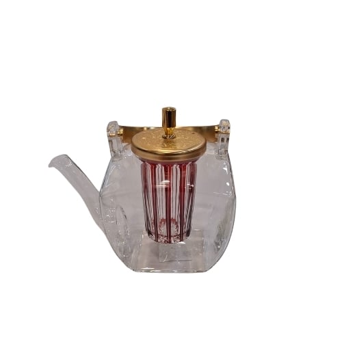 Glass Sake Pot With Ice Holder L14xW9xH11.5cm, 500ml, Red