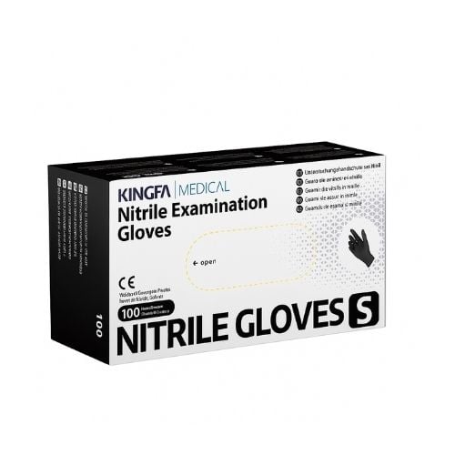 Kingfa Powder-Free Nitrile Glove 2.5 Aql, Small, Black, 100-Pc/Box, 10-Box/Ctn