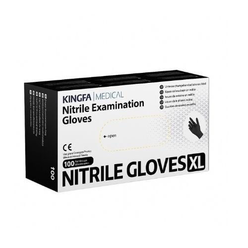 Kingfa Powder-Free Nitrile Glove 2.5 Aql, Extra Large, Black, 100-Pc/Box, 10-Box/Ctn
