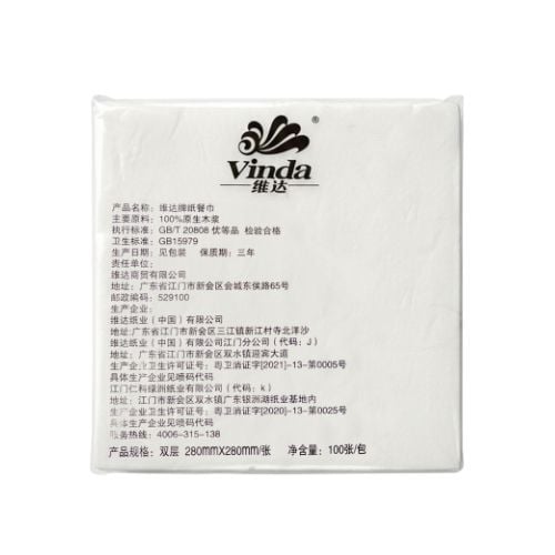 Vinda 1/4 Fold 2-Ply Napkin L28xW28cm, 100Sheets/Pkts, 48Pkts/Ctn