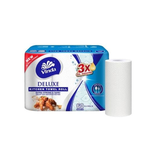 Vinda Deluxe 2-Ply Kitchen Towel L22.4xW21.5cm, 60sheets/roll, 6rolls/pkt, 4pkts/ctn