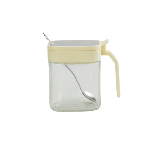 Glass Salt Container With Spoon L7.4xW7.4xH9.5cm, 390ml