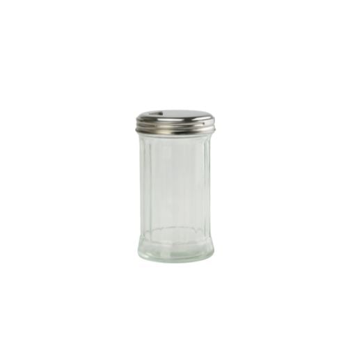Glass Spice Shaker With Stainless Steel Lid Ø7(Top)xø7.5(Base)xH13.5cm, 330ml