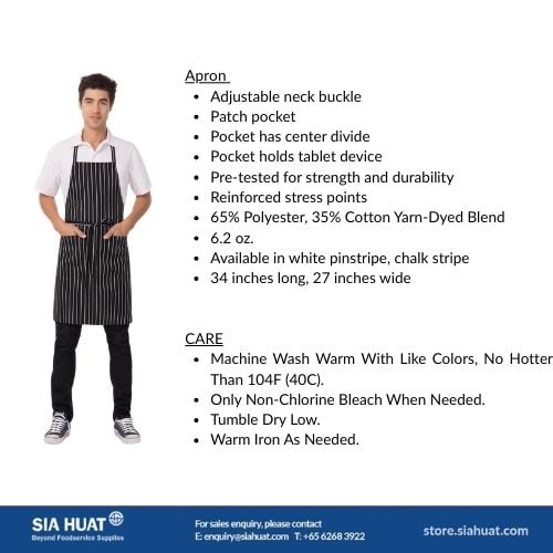 Chefworks Polycotton Essential Apron Pinstripe