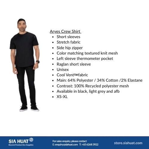 Chefworks Polycotton Short Sleeve Aryes Crew's Shirt With Side Hip Zipper L