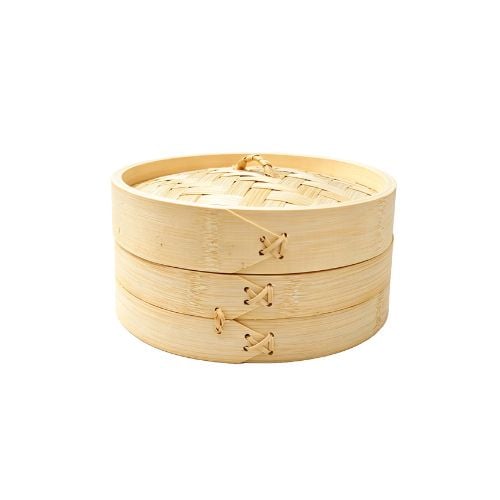 Bamboo Steamer With Woven Rattan Base Ø5" (Ø12.7xH6.5cm)