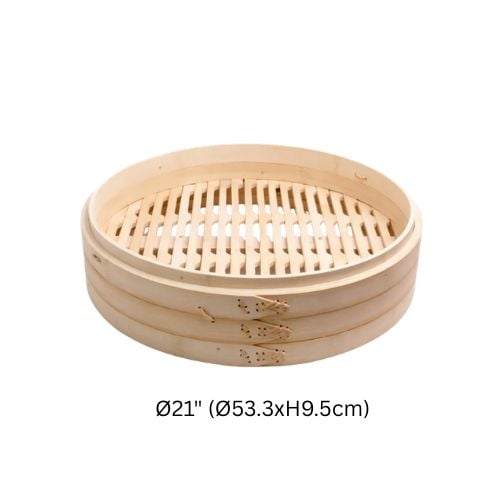 Bamboo Steamer, Cross-Weave Base Ø21" (Ø53.3xH9.5cm)