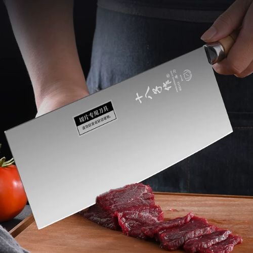 Stainless Steel Slicing Knife With Wooden Handle #1, L33.6xW9.7cm, Blade L23cm, Shibazi