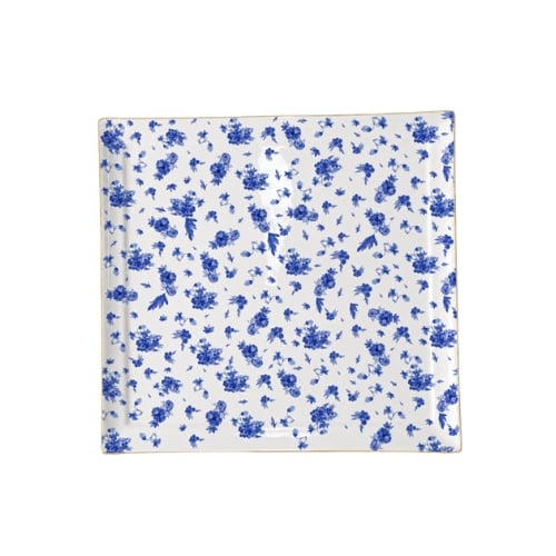Tesswang Porcelain Square Plate L26.5xW26.5cm, Blue Speckle
