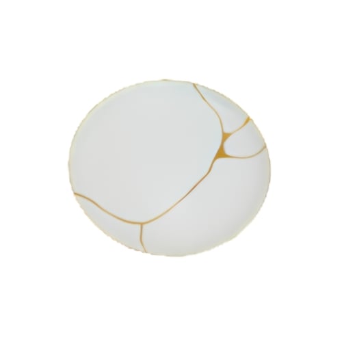 Tesswang Porcelain Round Shallow Plate Ø27.8xW2cm, Gold Crack Line