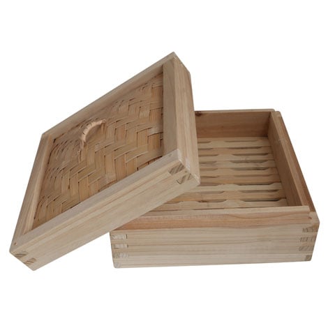 Wooden Square Steamer Case (Sharp Corners) L20xW20xH5.5cm