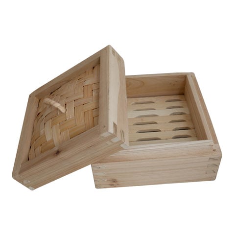 Wooden Square Steamer Case (Sharp Corners) L15xW15xH5cm