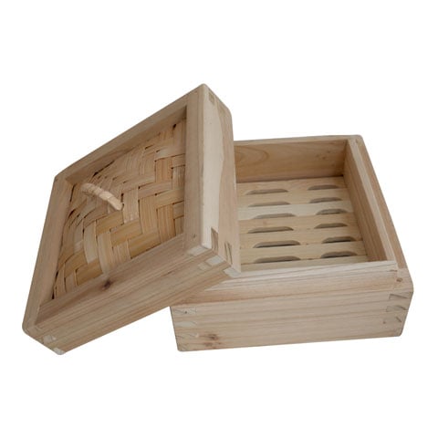 Wooden Square Steamer Case (Sharp Corners) L15xW15xH5cm