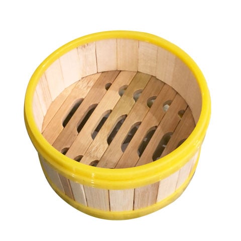 Bamboo Round Steamer Case With Plastic Rim Ø5"/13cm (Inner) X H7cm