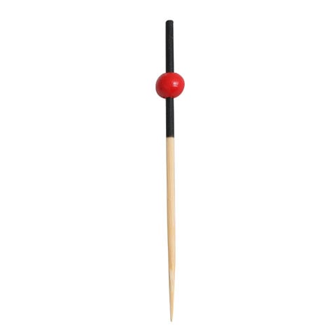 Bamboo Pick With Black & Red Pearls L7.5cm, 100Pcs/Box